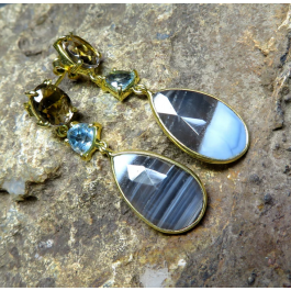 Natural Opal Earrings 925 Silver Gold Plated Earrings